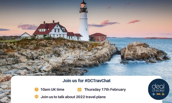 dealchecker's tweet photo. Hope you can join us at 10am for #DCTravChat to talk about 2022 travel plans! https://t.co/Jd9gRR2tJJ
