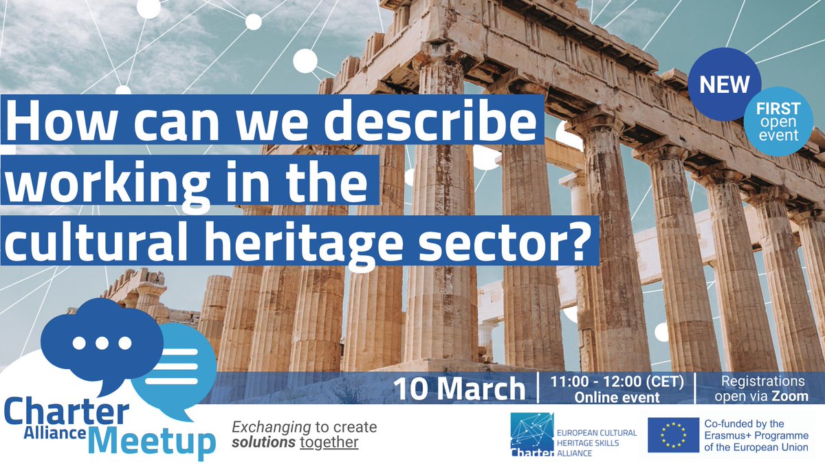 AllianceCharter's tweet photo. 🔵#SaveTheDate for the first #CharterMeetup: the new series of events where we will #exchange to create #solutions together for the #CulturalHeritage sector.
👉Stay tuned for full programme & speakers!
📅10 MARCH
⏰11:00-12:00 (CET)
🔗Register via Zoom: https://t.co/AmwtjLX8mK https://t.co/Z11WDE3oWd