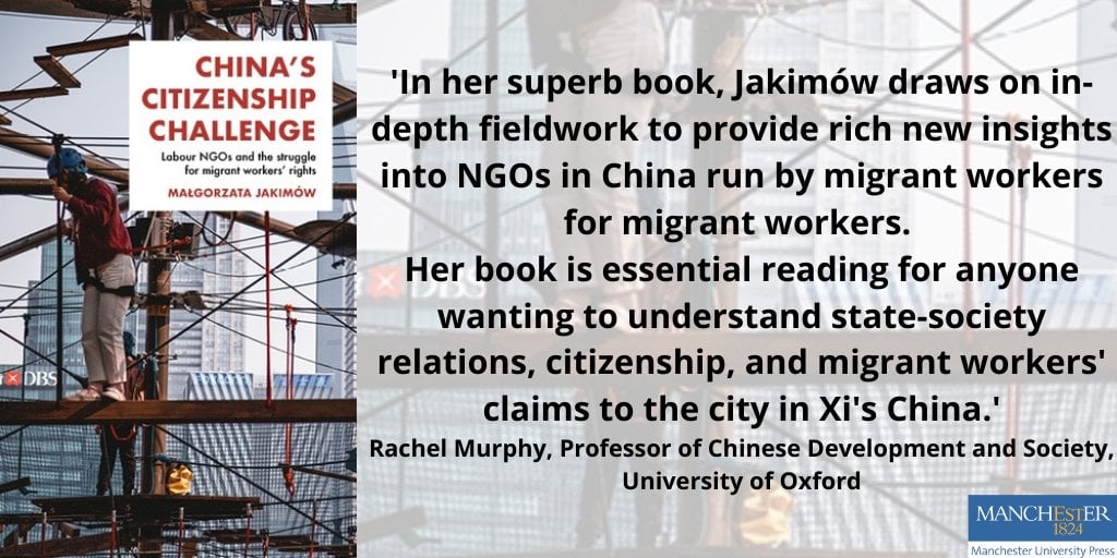 m_jakimow's tweet photo. Today at 5pm GMT is the official online book launch of my monograph "China's citizenship challenge: Labour NGOs an the struggle for migrant workers' rights". #China #labour rights #state-society relations #NGOs details at: https://t.co/5NXcZPbvC6 https://t.co/O73GQtQEdV