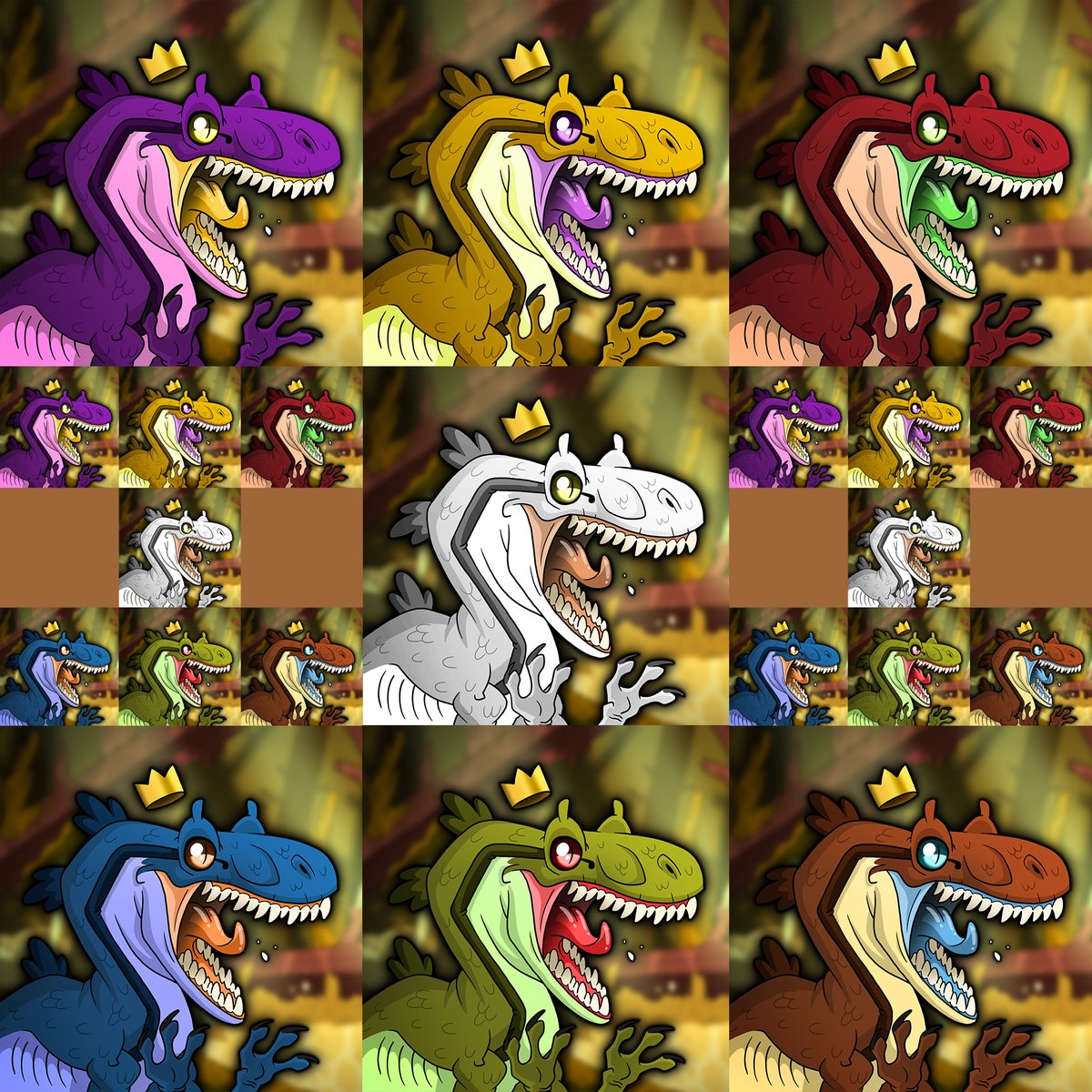 NftMothership_'s tweet photo. This is Peterdon's Family. There are Peterdon, Peterdon and even Peterdon, right there, on the left. Then there's Sara, love her 👾
They're all there, i'd be happy if you take a look at them: https://t.co/xL5OnUqndW
#NFTs #NFTCollection #dinosaurs #NFTCommunity #nftart #PeterD https://t.co/LoFx5pE9YI