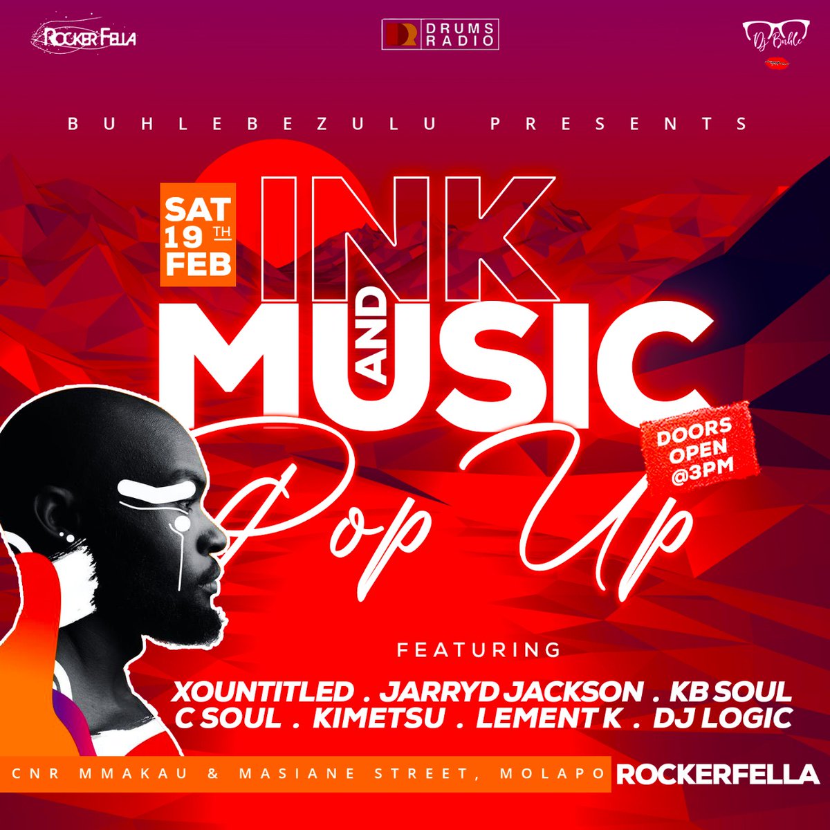 InkAndMusic_'s tweet image. InkAndMusic is Back... 

19 Feb 2022 ll 📍 @Rockerfella_SWT

🎧 
@djCsoul 
@Kb_The_Bomba
@Thee_DjLogic
@congaspylations
@LementK
@Jarryd_Jackson_
@xountitled

Powered by @DRUMSradio/ @weareradioheads 

HOSTED BY @DJ_Buhle

Free entry ... Day time vibes 

From 3pm UNTIL Late 🎉