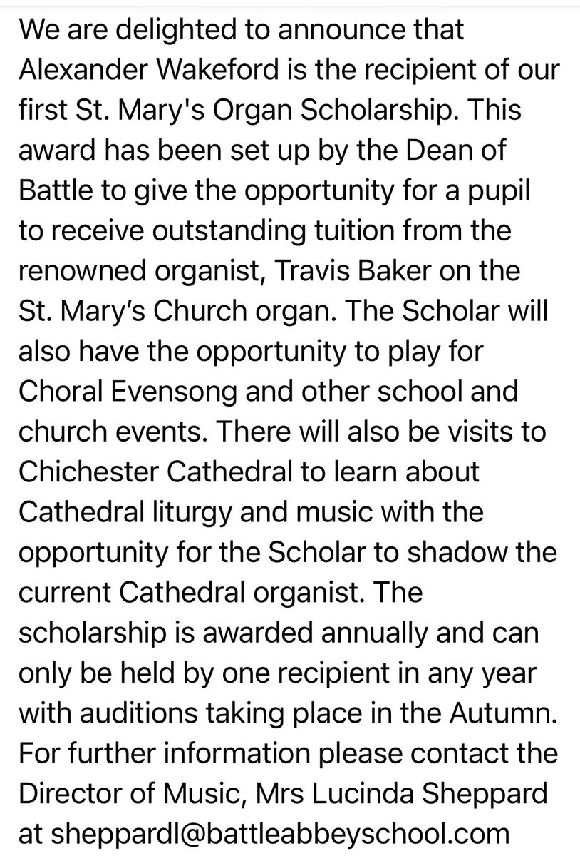 We are delighted to announce that Alexander Wakeford is the recipient of our first St. Mary's Organ Scholarship.
Photo: James Dennett 
<a href="/BAbbeySchool/">Battle Abbey School</a> <a href="/ChichesterDio/">Chichester Diocese</a> <a href="/churchofengland/">The Church of England</a>
