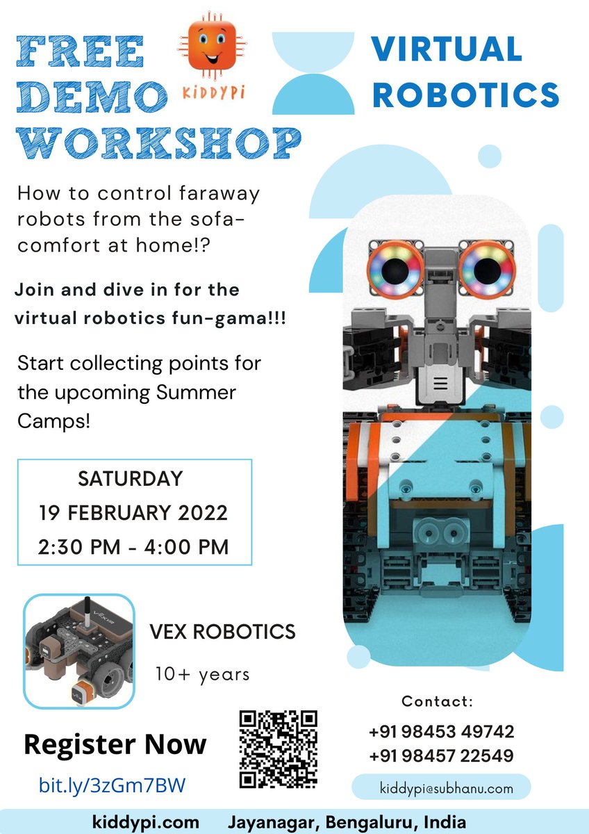 kiddypi1's tweet image. FREE Coding Workshop - Virtual Robotics
10-16 Yrs - Learn & clean the ocean using VEX Robotics
Saturday | 19th Feb 2022
2:30 PM to 4:00 PM IST
Hurry up and register!
bit.ly/3zGm7BW
#kiddypi #stemforkids #virtualrobotics #programmingforkids #roboticsforkids #workshop