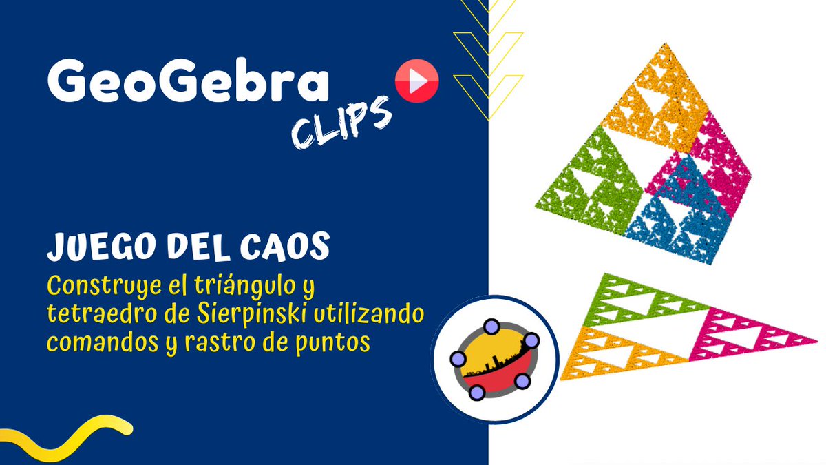GeoGebraBogota's tweet photo. GeoGebra Clips
El Juego del Caos. Construye el triángulo y pirámide de Sierpinski en @GeoGebra.
🎥 https://t.co/GtCNdUSACU
🆕 Accede a más contenido en nuestro canal de #YouTube
#GeoGebraBogotá #GeoGebra #AprendiendoGeoGebra #GeoGebraClips https://t.co/PI14ApfFRN