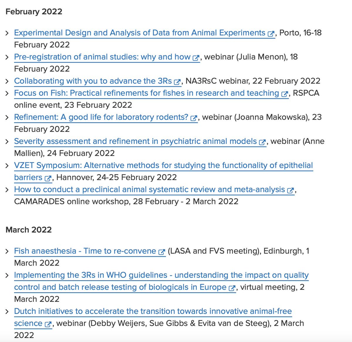 Wondering what events to attend within lab animal science and alternatives? There are still over 80 to choose from this year, and an increasing number are physical events. Take a look at the <a href="/norecopa/">Norecopa</a> Webinars &amp; Meetings Calendar, updated continuously norecopa.no/meetings/webin…