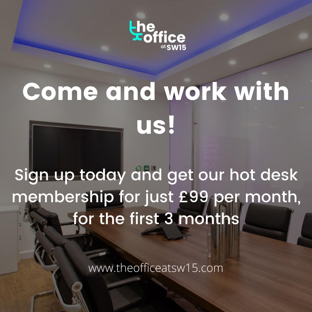 Be quick, this offer is only available until the end of the month!

Our hot desk membership is perfect for those who are on a more flexible schedule but still want the benefits of a dedicated workspace (and a guaranteed spot!)

theofficeatsw15.com

#coworkinglondon #hotdesk