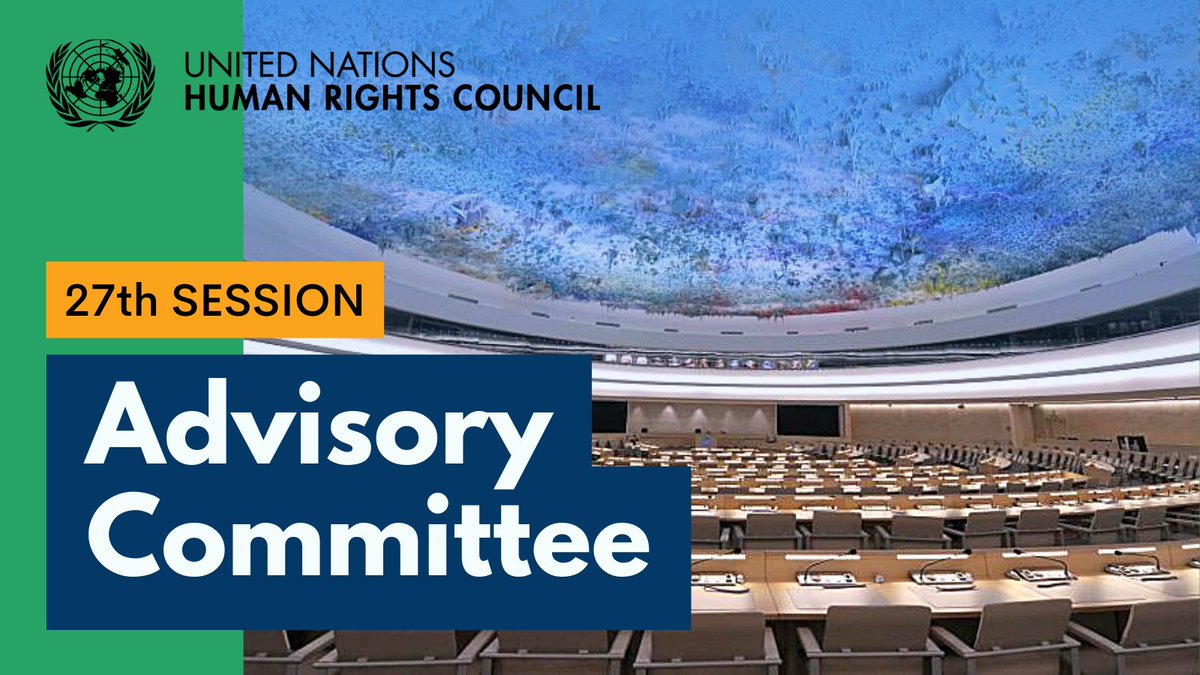UN_HRC's tweet photo. 🟢 The Human Rights Council's Advisory Committee holds its 27th session on 21-25 February. The Council’s think tank will work on two new mandates: 

🔸 impact on human rights of new technologies for climate protection 
🔸 advancement of racial justice + equality

▶️ #AC27 https://t.co/nqgQWjhr62