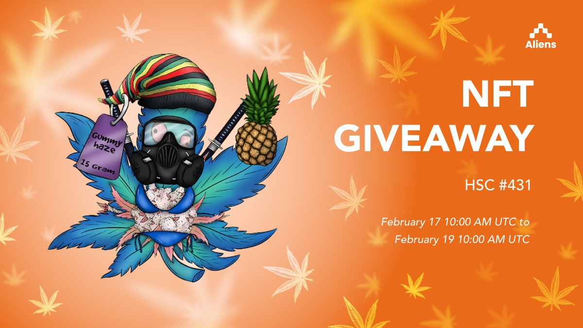🍃 GIVEAWAY ALERT:

These plant buddies at the <a href="/Highsmugglers/">Highsmugglersclub</a> have the craziest and some of the dopest NFT. Own HSC #431 and be part of the #smuggles! 

1. Download Aliens (link in bio)
2. Participate in the giveaway tab
3. Follow the steps there

Good luck! #NFT #NFTGiveaway