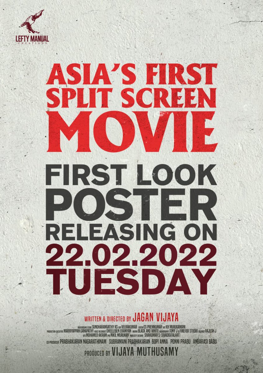vinoth_kishan's tweet photo. #LeftyManualCreations Presents 
Asia's first Split Screen Movie First Look Poster releasing on 22.02.2022 Tuesday

#VijayaMuthusamy @JaganVijaya1 @Gourayy @Rohinimolleti @sachinmvm75
@SundaramurthyKS @sivadigitalart
@tonyyato @dop_veera @laguparan @onlynikil https://t.co/DMYJcl3pPK
