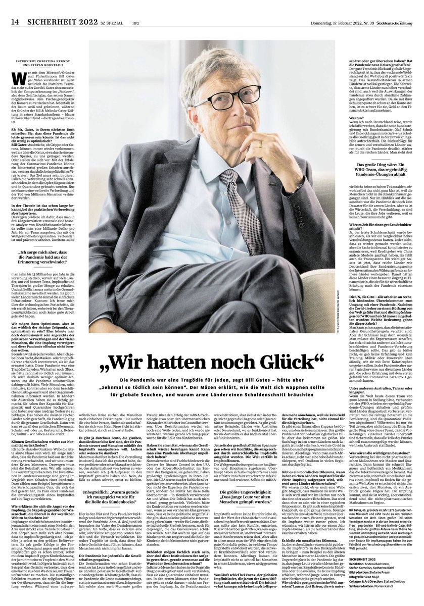 Der Weltherrscher Bill Gates hat im SZ Interview heute nun allen Politdarstellern verkündet, dass die Welt THW Pandemie Übung mit Omikron beendet ist.