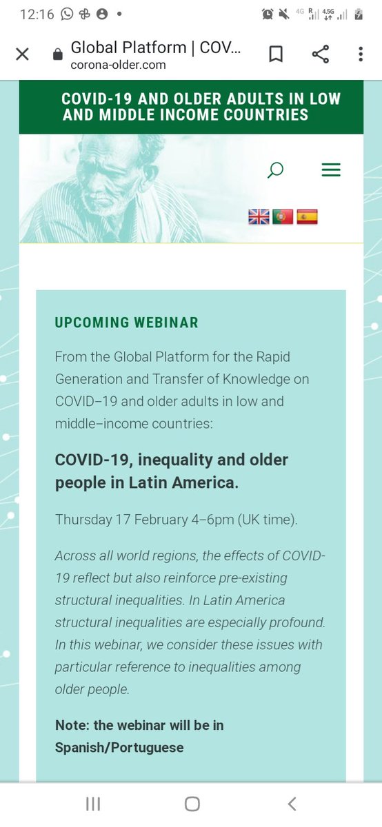 Great Webinar today! Older people and inequality in LA, 4pm UK, org <a href="/peterls1605/">Peter Lloyd-Sherlock 🇺🇦</a>  <a href="/CoronaOlder/">corona-older</a> . Unmissable <a href="/pahowho/">PAHO/WHO</a> <a href="/UNDecadeAgeing/">UN Decade of Healthy Ageing (2021-2030)</a> <a href="/AllianceHPSR/">Alliance for HPSR</a> <a href="/H_S_Global/">Health Systems Global</a> @LTCcovid