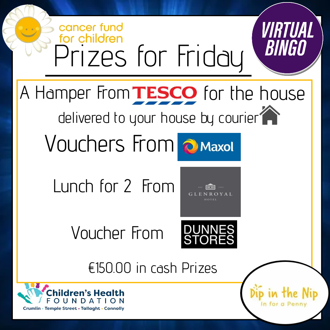 HughesEvents's tweet image. A limited number of Tickets are still available... 
buytickets.at/dublinvirtualb…
Tickets are €6 (Buy 2 Get 1 FREE)
All funds raised supports 
#CMRF #InforAPenny #CrumlinHospital @CMRFCRUMLIN @InForAPenny2022
#bingo #charity #charitytuesday #dublin  #ireland #friends #nightout