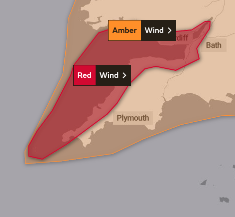 ⚠️ RED WIND WARNING ⚠️
#StormEunice set to bring exceptionally strong winds to the West Country
⌛️ Valid Fri 7am to 12pm
🌬 Gusts of 70-80mph
🌬 Gusts of 90mph in some locations
🌬 Danger to life from strong winds and exceptionally large waves
🚨 TAKE CARE! 🚨
<a href="/itvweather/">ITV Weather</a>