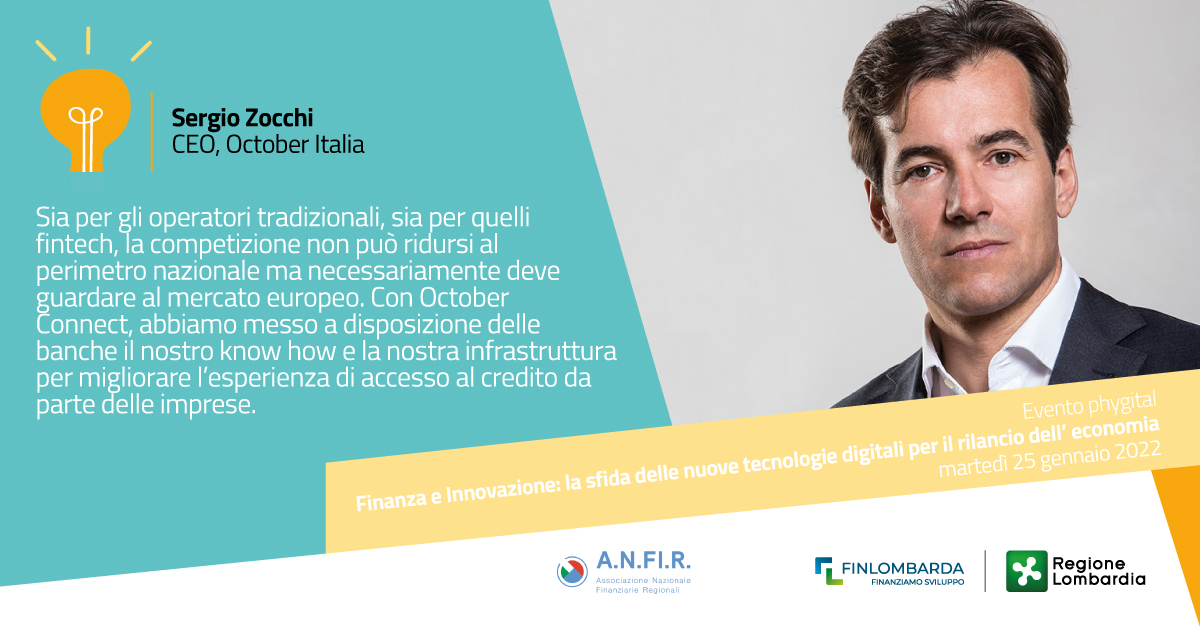 LombardiaInnova's tweet photo. 💡 Sergio Zocchi, CEO di @October_IT, è stato uno degli ospiti di Finanza e Innovazione, l'evento di #Finlombarda e #ANFIR che potere recuperare su #OpenInnovation.
👉 https://t.co/yxu1ruRris https://t.co/tfh2VwgGHc