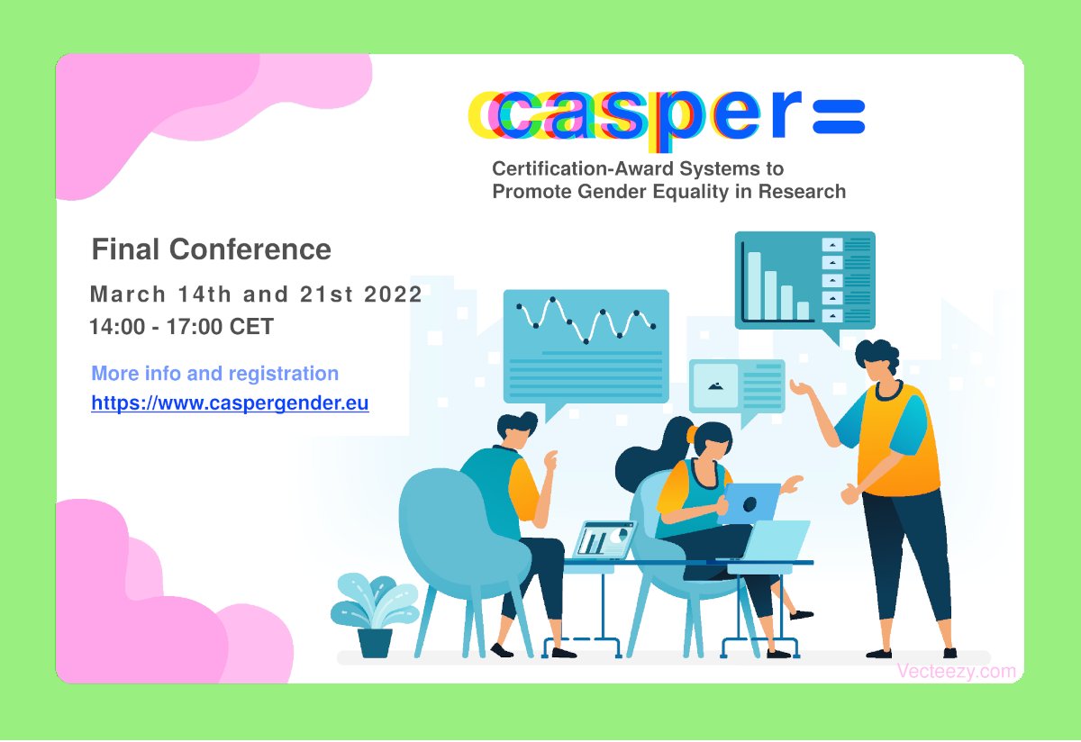 #SaveTheDate🗓️14-21/03 Final Conference of the #CASPERGender project✨

🗣️Join us to discuss the findings, policy recommendations, and support tools resulting from our research on a European certification system for #GenderEquality in #research.

📌caspergender.eu/blog/european-…

#GECAS