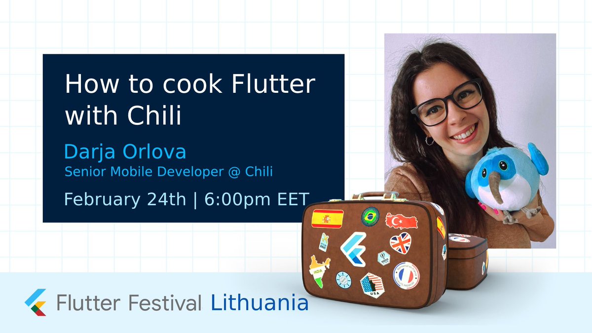 Announcing the agenda and speaker for the first Flutter Lithuania meetup 🎉

@dariadroid, Senior Mobile Developer @ChiliLabs, will talk about how Chili uses Flutter in production and how she built a successful pet project.

Link to the event👇

#FlutterLithuania #FlutterFestival