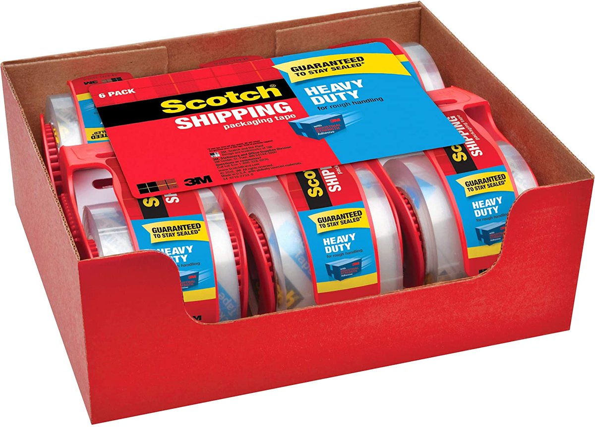 onlinework78's tweet photo. Scotch Heavy Duty Packaging Tape, Packing Tape Designed for Moving, Mailing, Shipping, and Office Supplies, Strong Seal on All Box Types, 6 Rolls/Pack with Dispensers (142-6) https://t.co/anU2NY16Xf https://t.co/oOWBVtvcxO