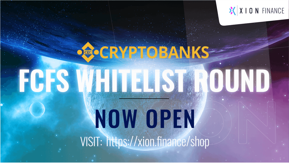 xionfinance's tweet photo. The @Cryptobanks9 #IDO FCFS Round is LIVE🚀

FCFS round is open to all $XGT stakers &amp; whitelisted participants!

Choose any #Level, participate &amp; get cashback in $XGT

Go here👉 https://t.co/eKcOXo4wTr

Don't miss out!!!

#whitelist $CBC #FCFS #Whitelist #Xion https://t.co/vyy3cOfaHr