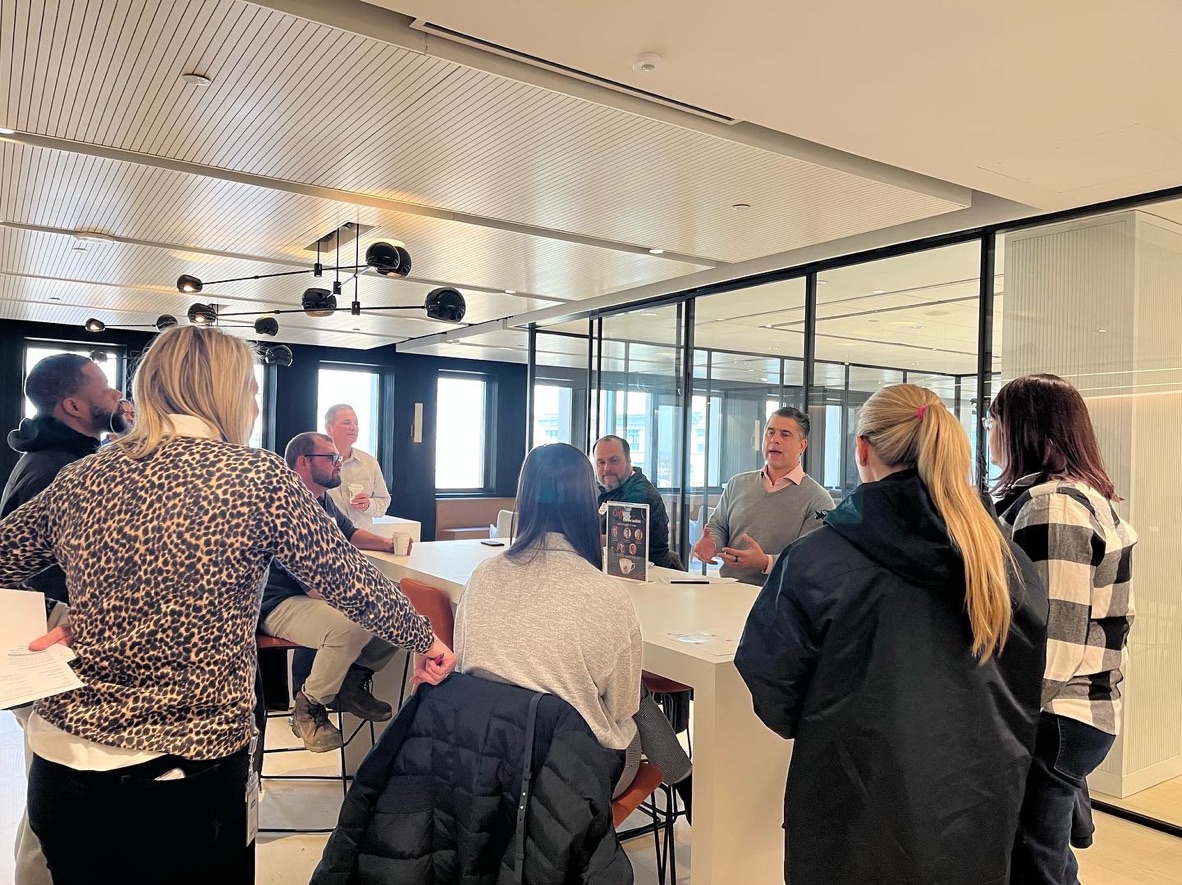 BucciniPollin's tweet photo. Say hello the newest BPG associates across @ResideBPG, @BPGS_ BPG Sports, The Queen, &amp; HQ! Today, they had a chance to get to know each other and our executive leadership during our first Coffee &amp; Conversation with the BPG C-Suite ☕️ We’re happy to have you! #BPGexperience https://t.co/XR50VAb7UX