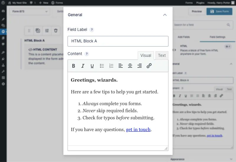Gravity Wiz (@gravitywiz) on Twitter photo Want to include beautifully formatted text, lists, and links in your <a href="/gravityforms/">Gravity Forms</a> without writing any HTML?
Try our Rich Text HTML fields snippet!
Grab it for free: gwiz.io/3gBYVfE Want to include beautifully formatted text, lists, and links in your <a href="/gravityforms/">Gravity Forms</a> without writing any HTML?
Try our Rich Text HTML fields snippet!
Grab it for free: gwiz.io/3gBYVfE