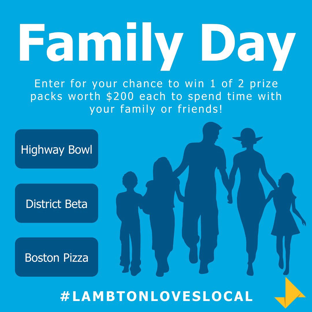 Head over to our Instagram and Facebook pages to enter to win our Family Day giveaway! #lambtonloveslocal