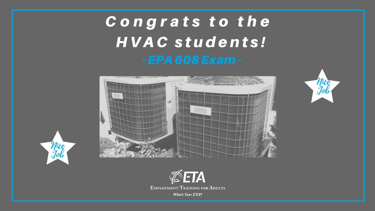 ETA HVAC students had 100% pass rate on the most recent EPA 608 Exam! Congratulations. 

#ETA #WhatsYourETA #bocesproud #HVAC #HVACR #airconditioning #heatingandcooling