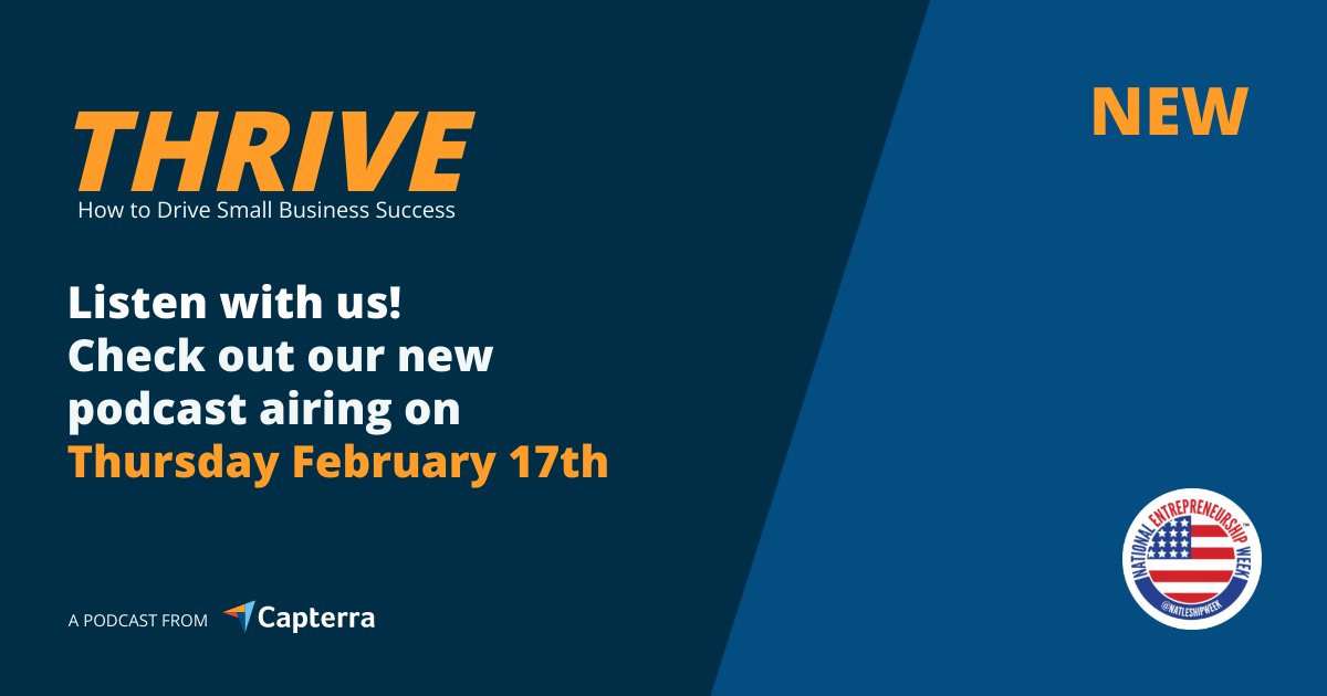 Check out this new podcast coming on today Feb 17th at 11:00 AM EST. In the first episode of THRIVE, a Capterra Podcast, you’ll learn how to do a skills gap analysis (with just a spreadsheet), how to better share employee knowledge with other workers, and more. #NatlEshipWeek