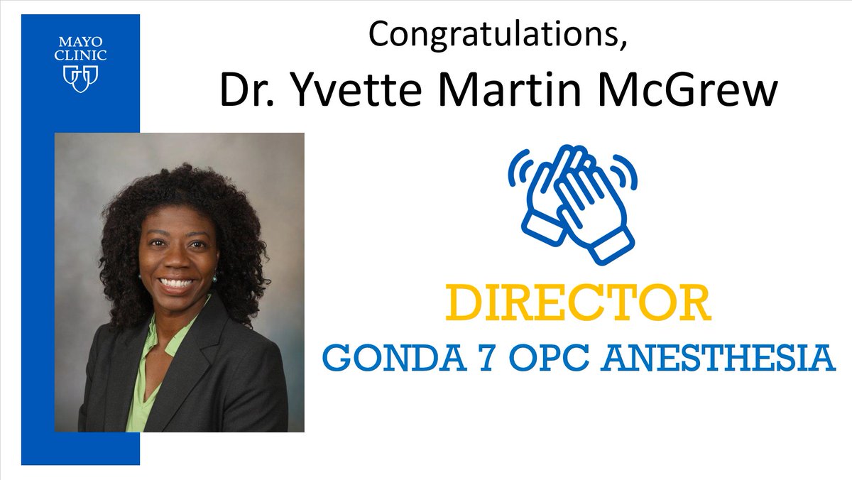Mayo Clinic Department of Anesthesiology (@mayoanesthesia) on Twitter photo Congratulations on being selected as the Director of the Gonda 7 Outpatient Procedure Center Dr. Martin McGrew!
<a href="/YMartinMD/">Yvette Martin McGrew, MD-PhD</a> Congratulations on being selected as the Director of the Gonda 7 Outpatient Procedure Center Dr. Martin McGrew!
<a href="/YMartinMD/">Yvette Martin McGrew, MD-PhD</a>