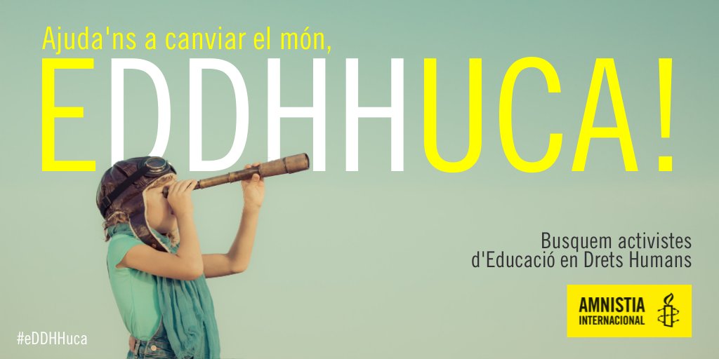 Recerca per a la Ciutadania Global (@recercapau) on Twitter photo 📣<a href="/AmnistiaCAT/">Amnistia Internacional Catalunya</a> busca mestres, professorat, docents, psicòlegs, pedagogs, psicopedagogs, educadors, monitors de lleure, voluntariat educatiu... per incorporar-se a un grup d'activistes especialitzat en #Educació en #DretsHumans
📝T'hi apuntes? #eDDHHuca!👉info223392.typeform.com/to/td0kFQHe 📣<a href="/AmnistiaCAT/">Amnistia Internacional Catalunya</a> busca mestres, professorat, docents, psicòlegs, pedagogs, psicopedagogs, educadors, monitors de lleure, voluntariat educatiu... per incorporar-se a un grup d'activistes especialitzat en #Educació en #DretsHumans
📝T'hi apuntes? #eDDHHuca!👉info223392.typeform.com/to/td0kFQHe
