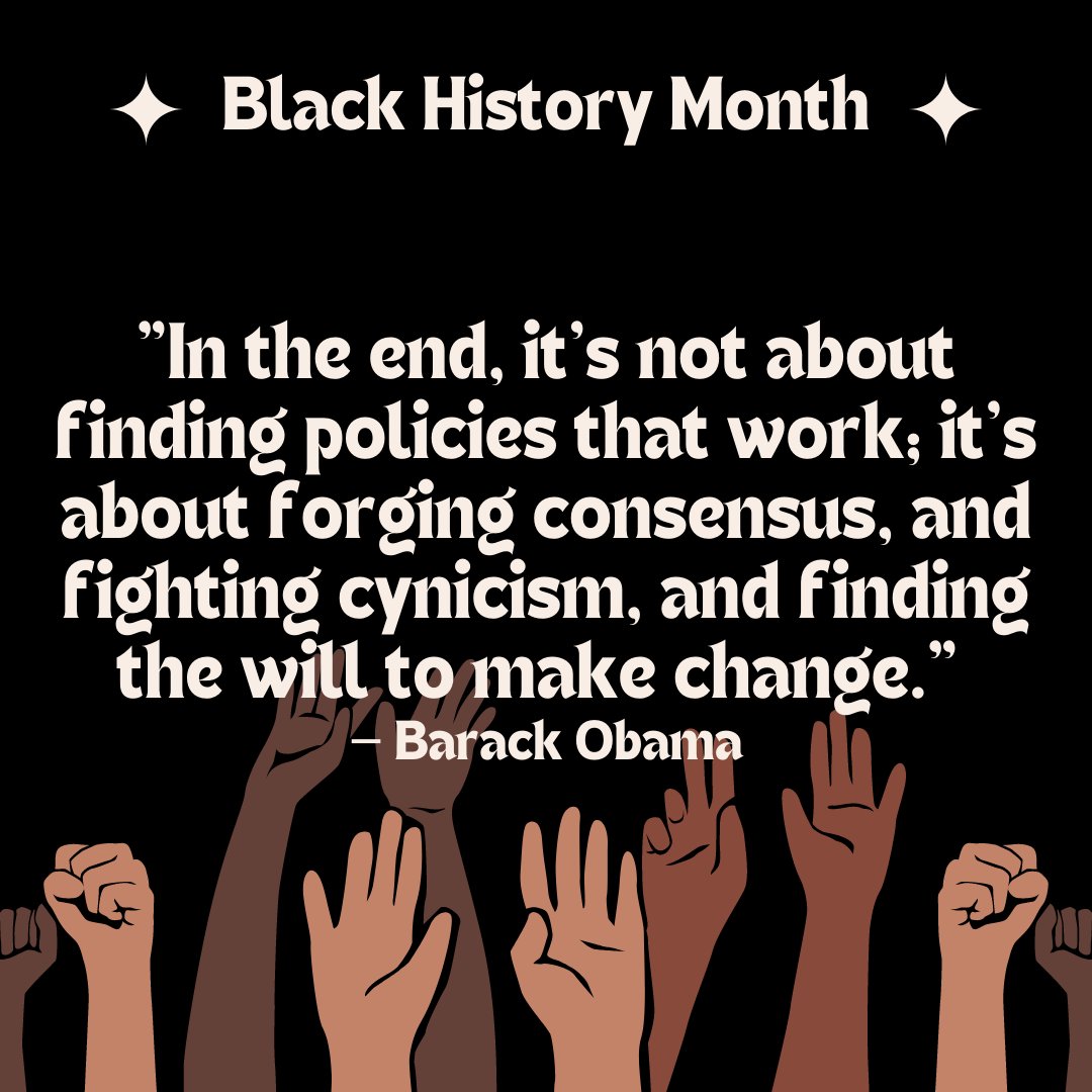 MichiganIORG's tweet photo. "In the end, it's not about finding policies that work; it’s about forging consensus, and fighting cynicism, and finding the will to make change." — Barack Obama

To Celebrate Black History Month we are sharing quotes by authors, poets, politicians, and Civil Rights activists. https://t.co/ei052eQjnM