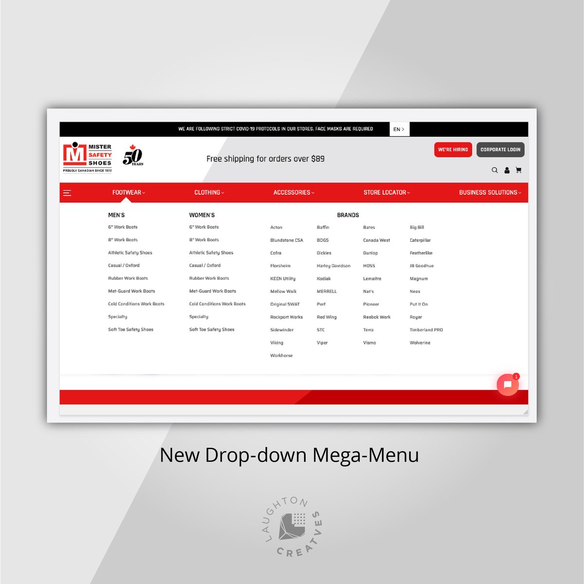 LCreatves's tweet photo. Congratulations, @MrSafetyShoes , for their 50th Year Anniversary. Proudly Canadian Since 1972. Last year we launched part 1 of their new #Shopify website.
#WebsiteDesign #WebsiteMaintenance #CorporateWebsiteDesign #eCommerce  #ShopifyDeveloper #ShopifyPartners #LaughtonCreatves https://t.co/Wo3L4IltJm