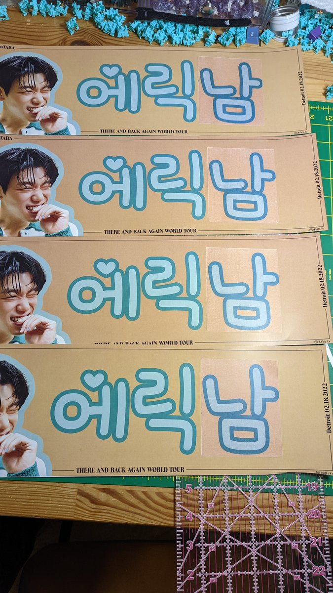 rrawrrawrrawrr's tweet photo. D-1 to #EricNam #ThereAndBackAgainTour stop in #Detroit! 

I tested out putting stickers on the misprinted banners and it looks not too bad! If I have time after cutting the correct banners, I'll cut and patch up the old ones! Let's fill up the venue!

Donation details in quoted https://t.co/eKC4WG8uyS