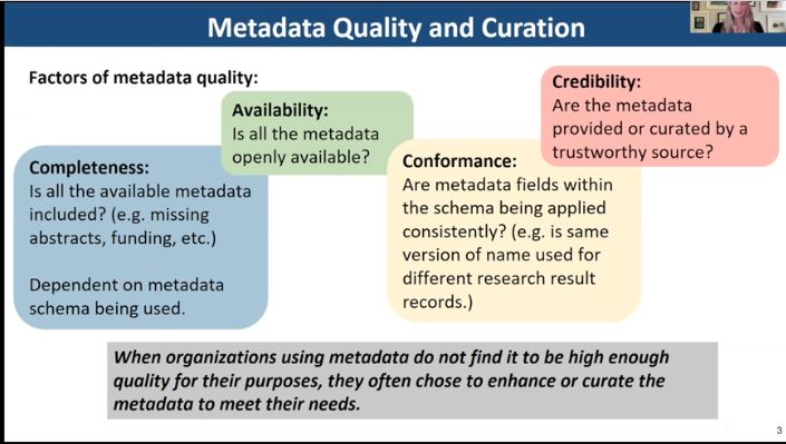 EmmaE_B's tweet photo. #NISOPlus22 The importance of metadata and open science on research outcomes - Carly Robinson on #MetadataQuality and #MetadataCuration https://t.co/0FnBbJ6YU6