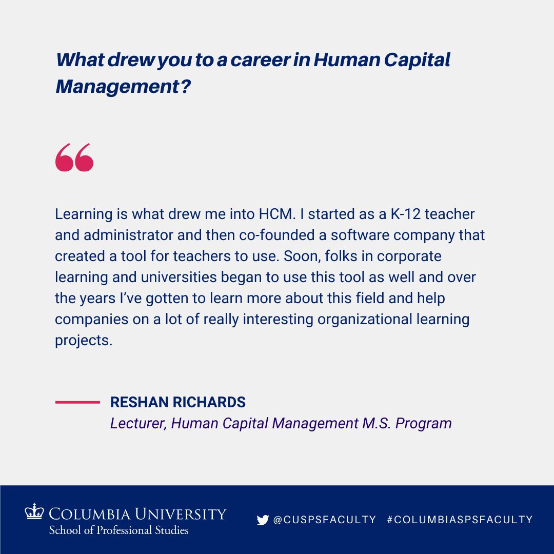 CUSPSFaculty's tweet image. #ColumbiaSPSFaculty bring diverse backgrounds from education and entrepreneurship into the classroom. @reshanrichards, Lecturer in @CU_SPS_HCM &amp;amp; Founder of @explainevrythng shares insights into his journey as an HCM professional in the Q&amp;amp;A below👇
  
bit.ly/3GTsB2C