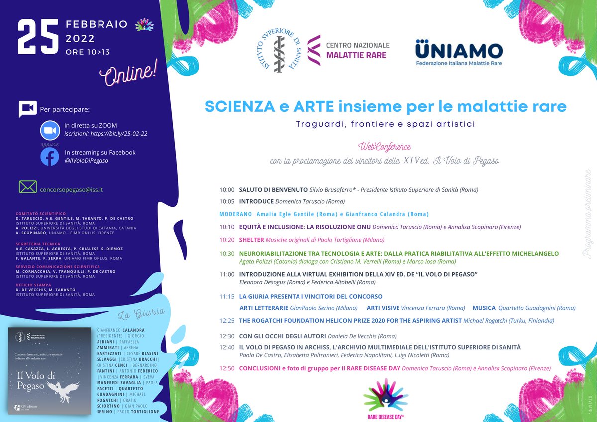 📌 venerdì #25febbraio #danonperdere ‼️

#Traguardi, #frontiere e spazi artistici nella #WebConference #Arte e #Scienza per il #RareDiseaseDay, organizzato da #HealthHumanitiesLab #CNMR <a href="/istsupsan/">Istituto Superiore di Sanità</a> e <a href="/uniamofimronlus/">uniamomalattierare</a>

👉fb.me/e/1DLn2ponL