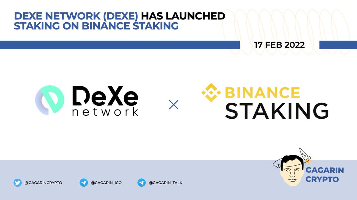 🧑‍🚀 <a href="/DexeNetwork/">DeXe Protocol</a> $DEXE has launched staking on Binance Staking

<a href="/binance/">Binance</a> Staking has launched a series of new highly profitable DEXE Locked Staking events. Users can now stake $DEXE with 39.8% APY.

👉 binance.com/en/support/ann…