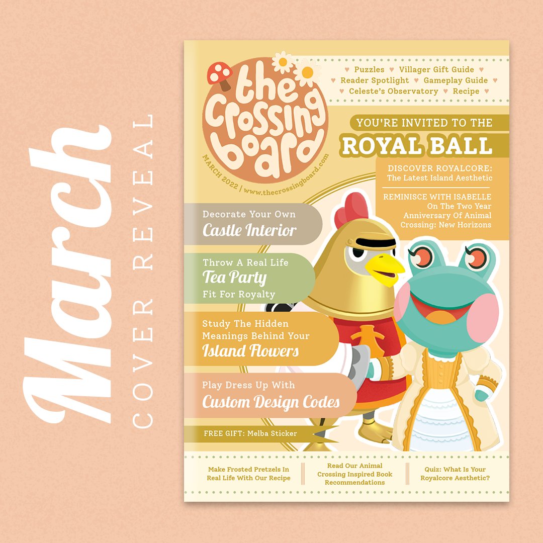 CrossingBoard's tweet photo. And here's the cover for our March 2022 issue! 🤩 Lily and Knox are all ready for the Royal Ball, will you be coming too? 👑

https://t.co/pQKI6wp4v8 https://t.co/202uVckaKw