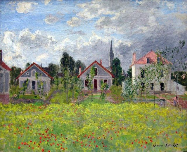 SoundStories69's tweet photo. Claude Monet (French, 1840 - 1926). Houses at Argenteuil, 1873. https://t.co/PpAi8e3gsi