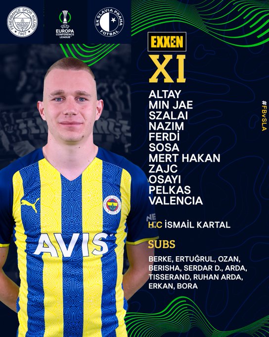 Fenerbahçe'nin Slavia Prag Maçı İlk 11'i