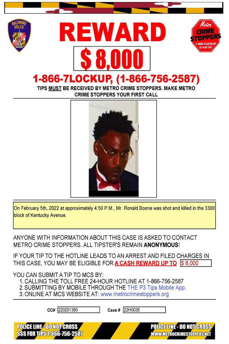 BaltimorePolice's tweet image. Homicide detectives need your help in locating the suspect responsible for the murder of Mr. Ronald Boone.

Anyone with information is urged to contact Metro Crime Stoppers at 1-866-7Lockup.