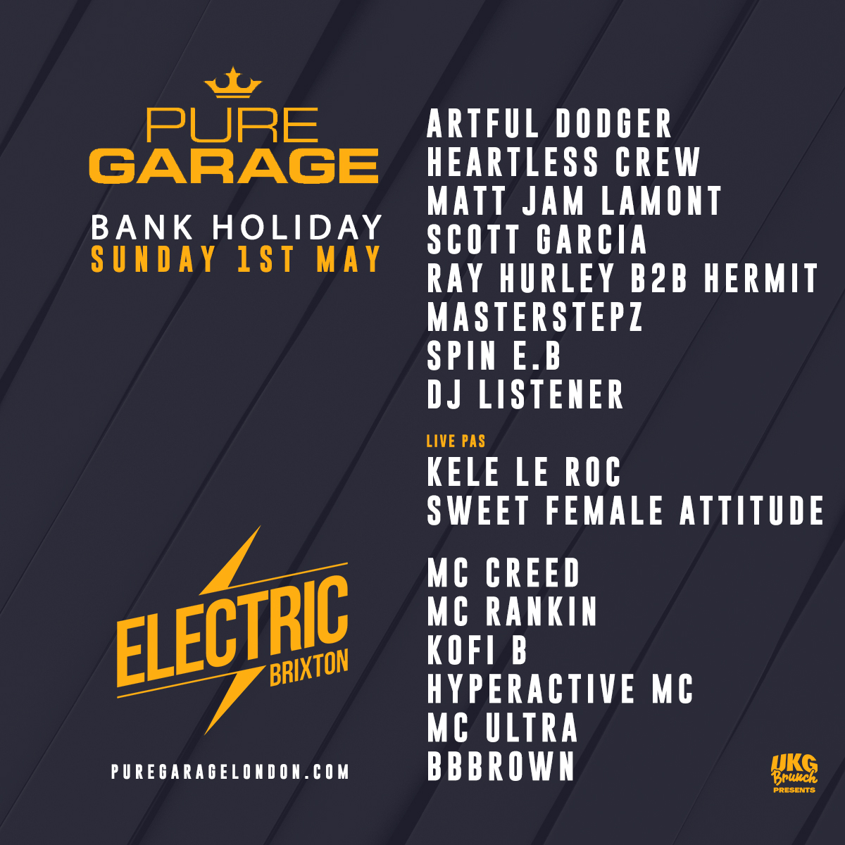 PURE (@puremusic) on Twitter photo Oi oi. The line up for PURE Garage <a href="/electricbrixton/">Electric Brixton</a> has been announced.
Tickets: skiddle.com/whats-on/Londo⦠Oi oi. The line up for PURE Garage <a href="/electricbrixton/">Electric Brixton</a> has been announced.
Tickets: skiddle.com/whats-on/Londoā¦