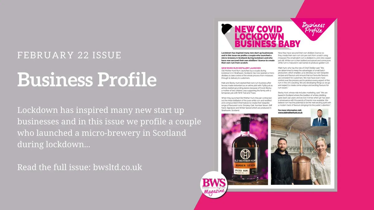 Lockdown has inspired many new start up businesses and in this issue we profile a couple who launched a micro-brewery in Scotland during lockdown... <a href="/OldMotherHunt/">Old Mother Hunt</a> 

Available to read in our latest issue of BWS Magazine: buff.ly/3AT8xvR