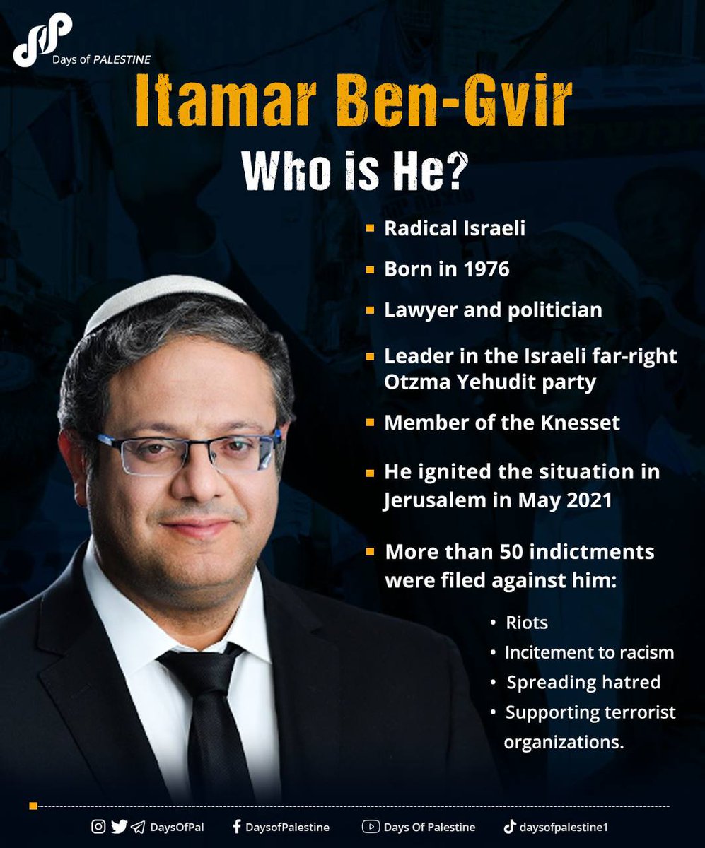 GulnarZabin's tweet photo. Itamar Ben-Gvir has called for the expulsion of Arabs who are not loyal to '#Israel'.
 #Palestine https://t.co/SampRuY0MO