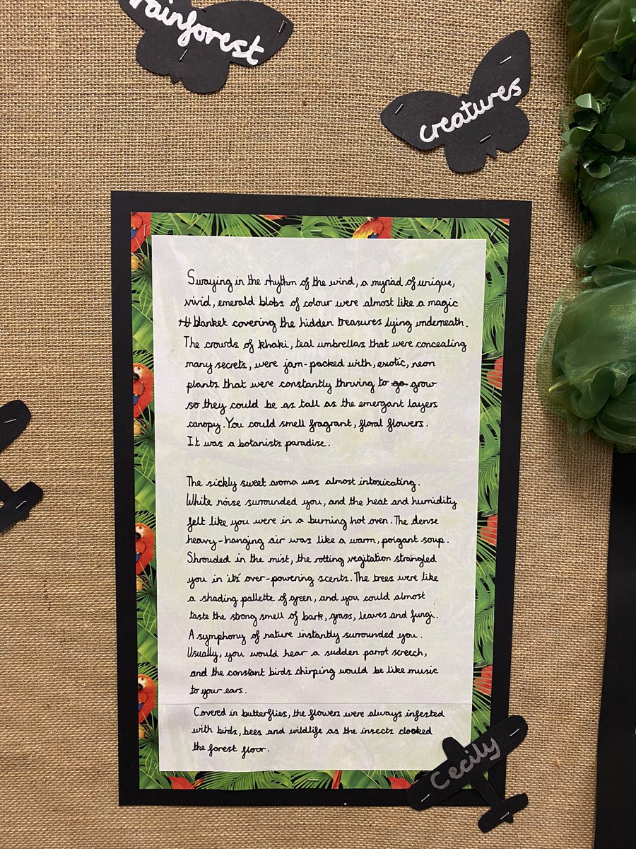 We have loved our core text, The Explorer, this half term! One of our writing outcomes linked to the book was a setting description of the tropical rainforest. In Art, we have been working on collaging techniques whilst working towards our tropical flower final pieces. 🌺🌴