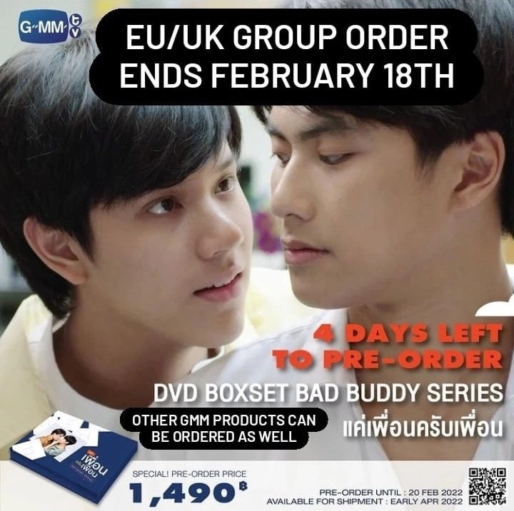 ArmWC_Europe's tweet photo. EU/UK GROUP ORDER FOR Bad Buddy Series merch by GMMTV

https://t.co/bEmNMTBlLk

Order closes February 18th 2022

58€ incl. shipping from Thailand and payment fees. Excludes final shipping and custom fees.

#BadBuddy #BadBuddyTheSeries #BadBuddyBoxSet #GMMTV https://t.co/TP0CbTcKcA