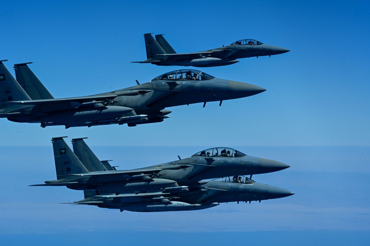 4 Kingdom of Saudi Arabia F-15s fly over the USCENTCOM AOR. 