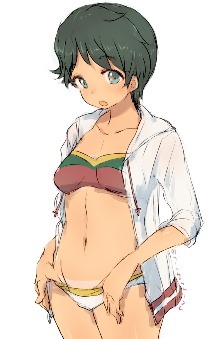 能代(艦これ) 「#くそ寒いので水着絵を貼る 」|鳥アルケラのイラスト