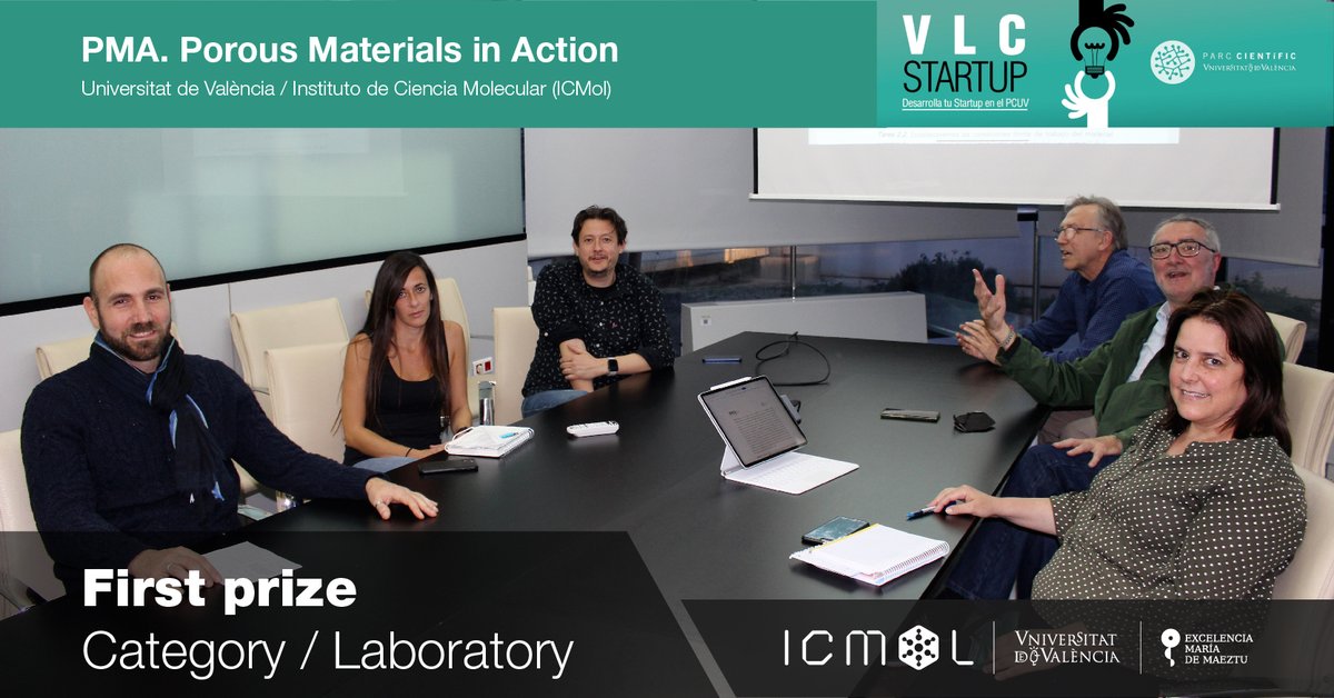 ICMol_UV's tweet photo. 🗞️Very few companies are involved in design of new porous materials for industry  (MOF)

📢MOF are a very promising field of chemistry

🧪PMA is new spin-off of @UV_EG and @ICMol_UV 

🎉🍾We're celebrating 1⃣ Prize at #StartupVLC of @parccientificuv 
➡️https://t.co/5mlXwSb6K4 https://t.co/uom3TV1G6l