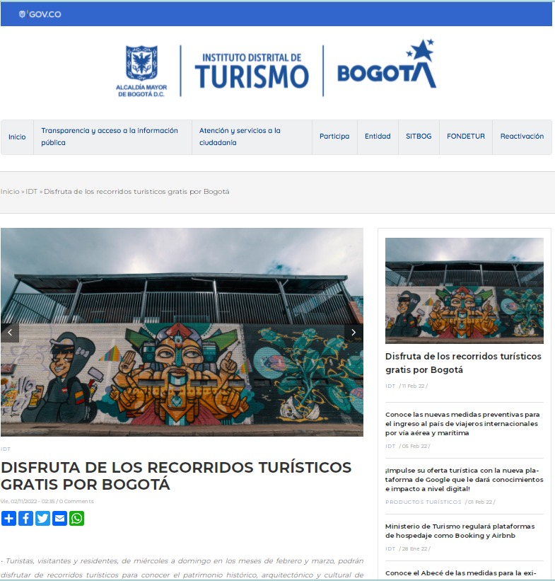 Bogota_Turismo's tweet photo. #MemoriasIDT I ¡Te recordamos hoy en jueves de #TBT que en @Bogota están vigentes los recorrido turísticos guiados por el #DistritoGrafiti!
Descubre más sobre la arquitectura y cultura de la @AlcaldiaSantaFe 🎨👨🎨Agenda aquí👉 https://t.co/CMhHswMe7e https://t.co/hi5ZnbO3rs