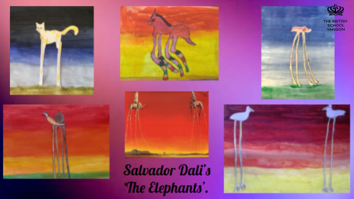 BSYangon's tweet image. Y5A have been learning about Surrealism. They created their own versions of Salvador Dali's 'The Elephants' by mixing paint to create the background and then adding their own surreal long-legged creatures!
#BSYCommunity #NAEAchievers #NAEBeAmbitious #BSYlife